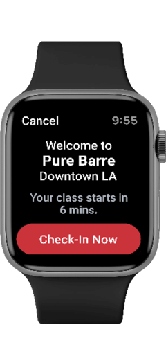 Apple watch displaying class check-in notification