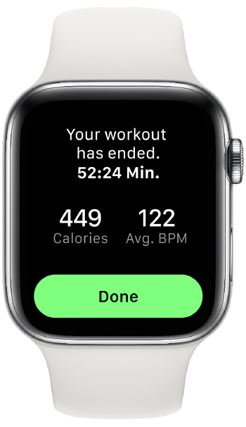 Apple watch displaying workout information