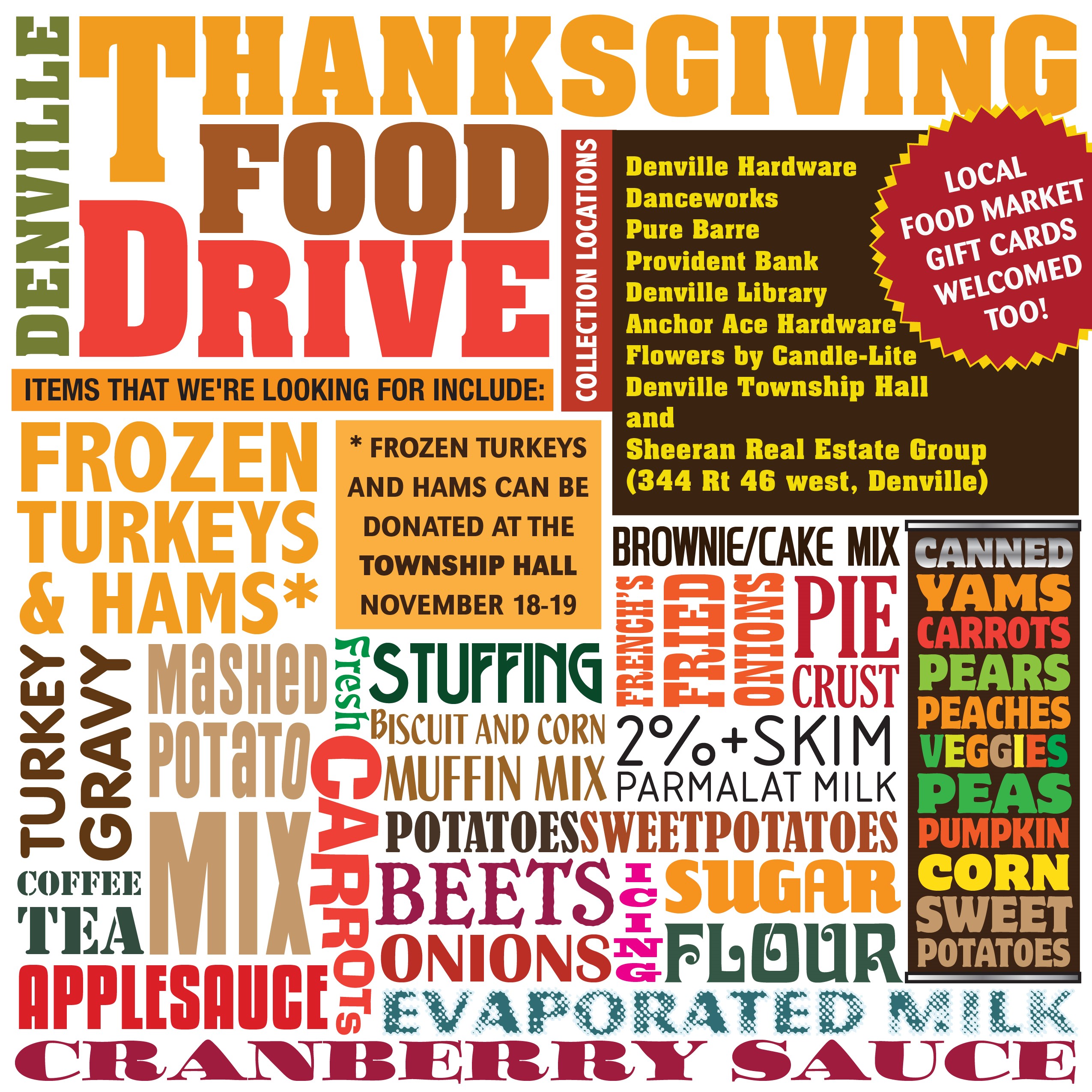 Thanksgiving Food Drive to benefit Denville Social Services - Nov. 6-16, 2021